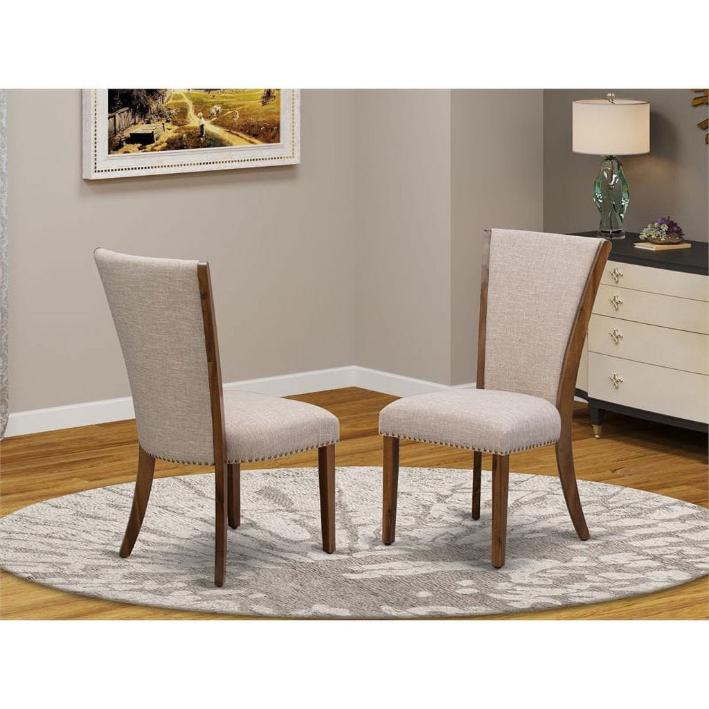 Walnut/Tan Fabric/Wood Dining Chair (Set of 2) C661204
