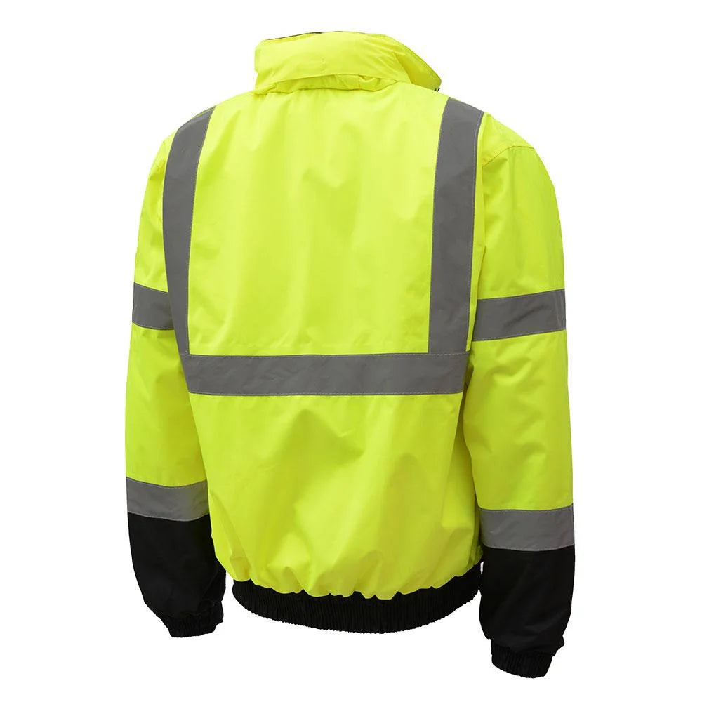 Hi-Visibility Class 3 Waterproof Quilt-Lined Bomber Jacket Lime/Black N9949