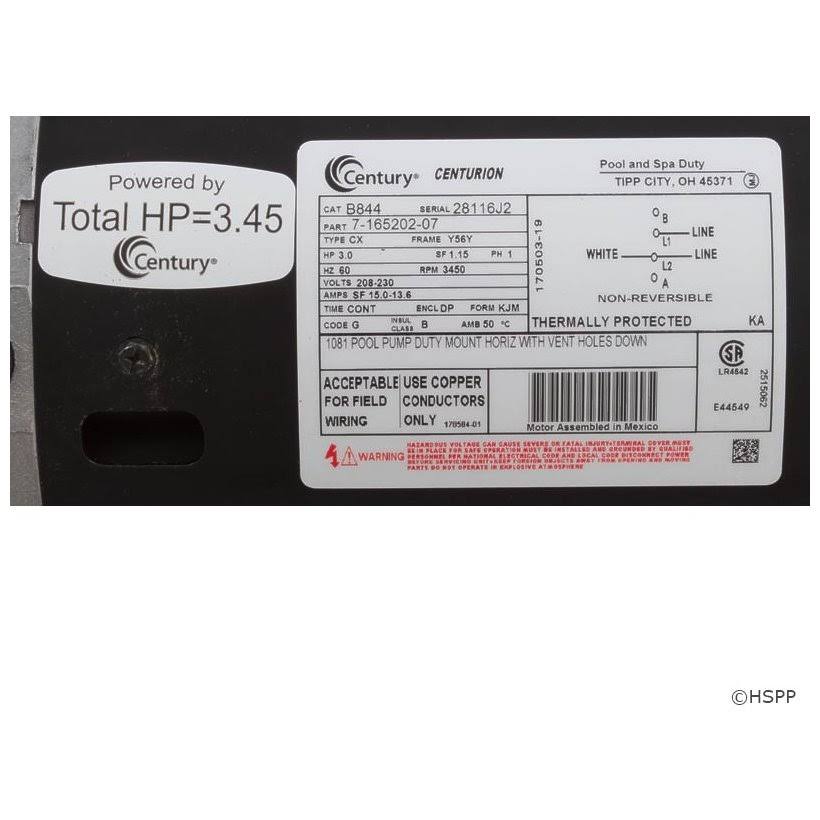 Square Flange Motor 3HP 208-230V ODP Q397