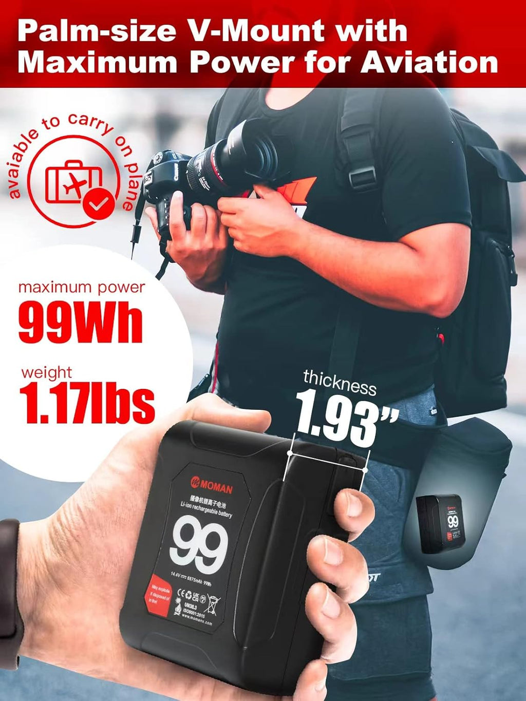 V Mount Battery 99Wh 15A Draw with Dual D-Tap & USB Outputs E1941