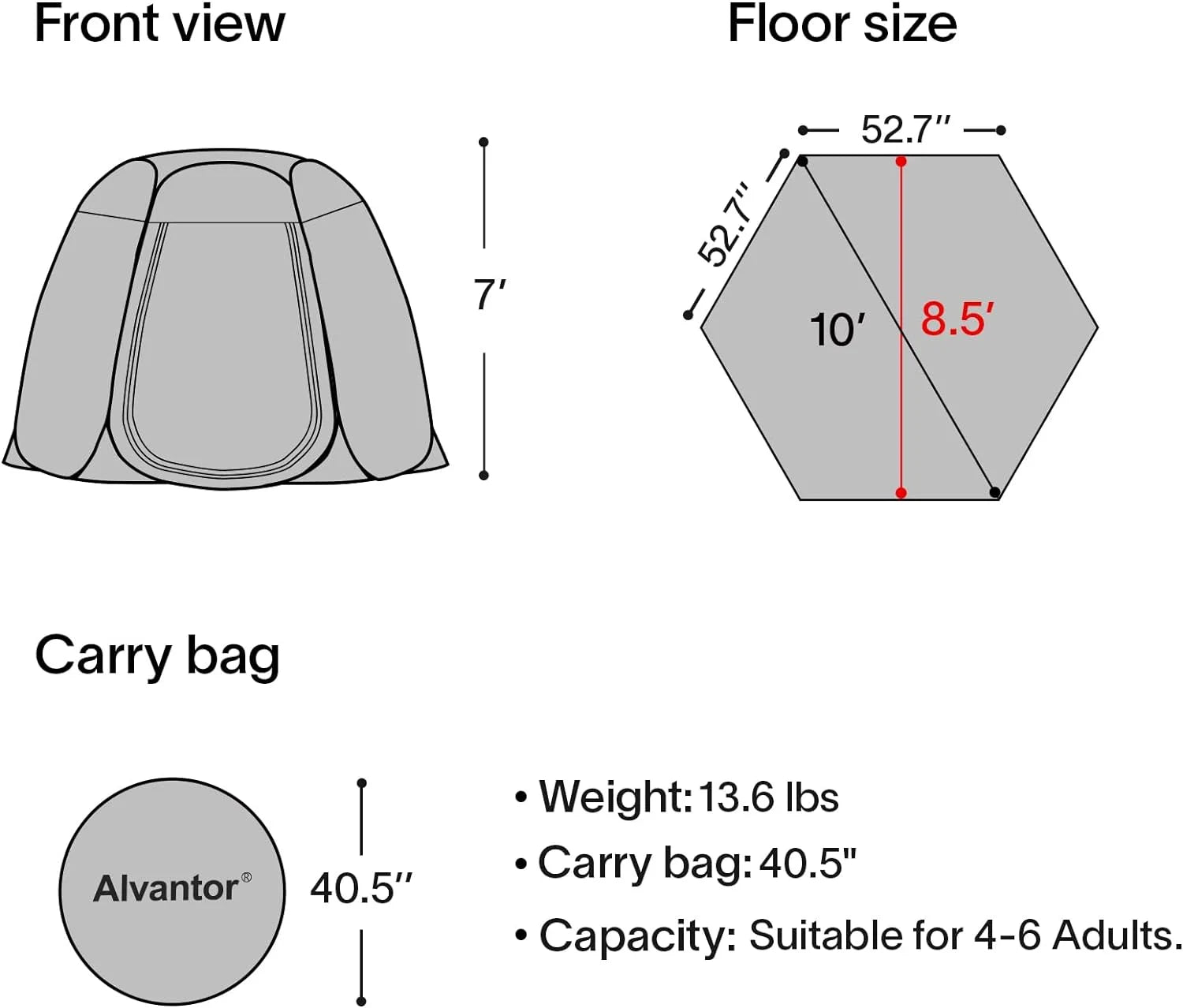 Hexagon Sun Shade Canopy with Ventilated Mesh Walls R459
