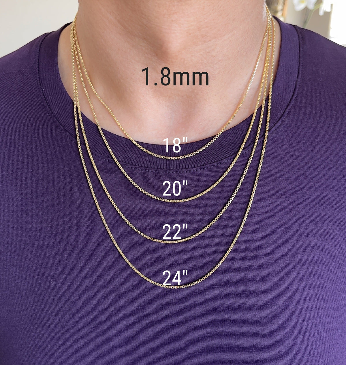 14K Yellow Gold Diamond Cut Box Pendant Chain Necklace 16" 18" 20" 22" 24" J4280