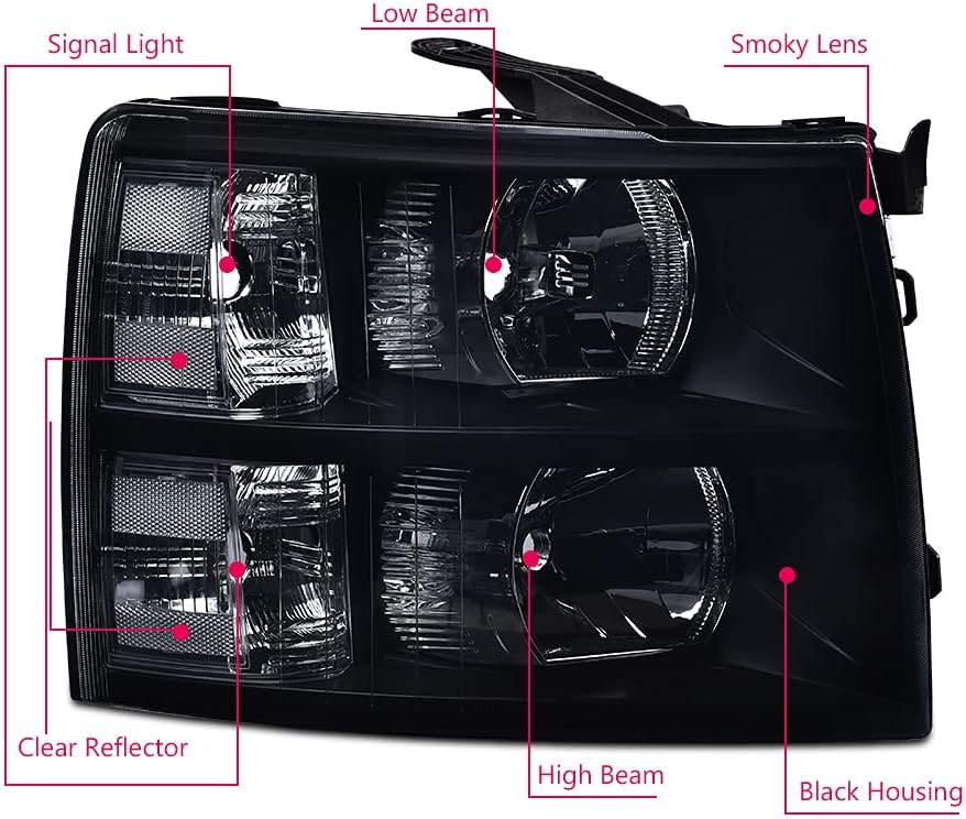 Headlights with Clear Lens Chrome Housing Amber Reflector O8803