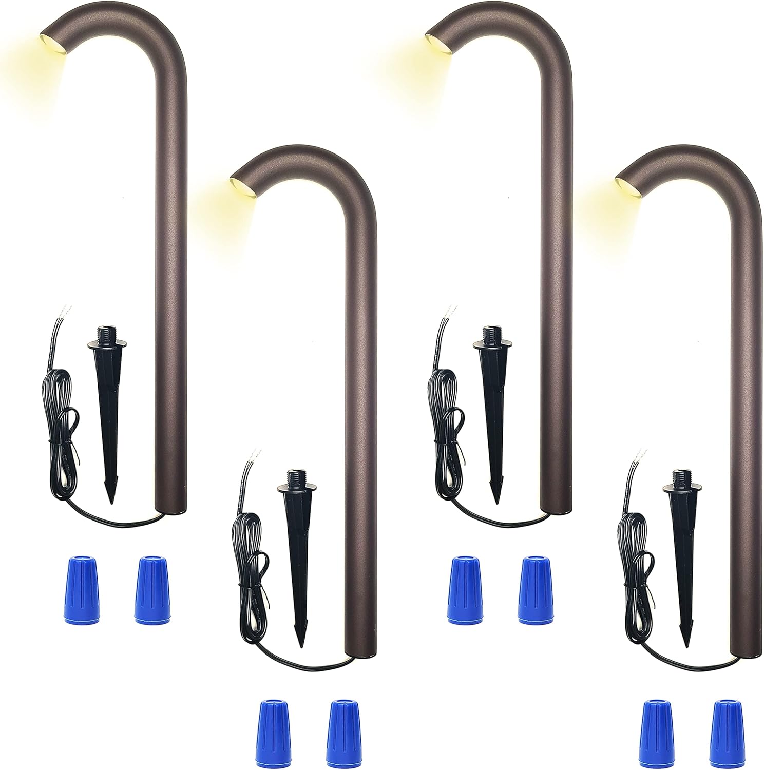 Black Aluminum Bollard Pathway Lights, 4 Pack R876474