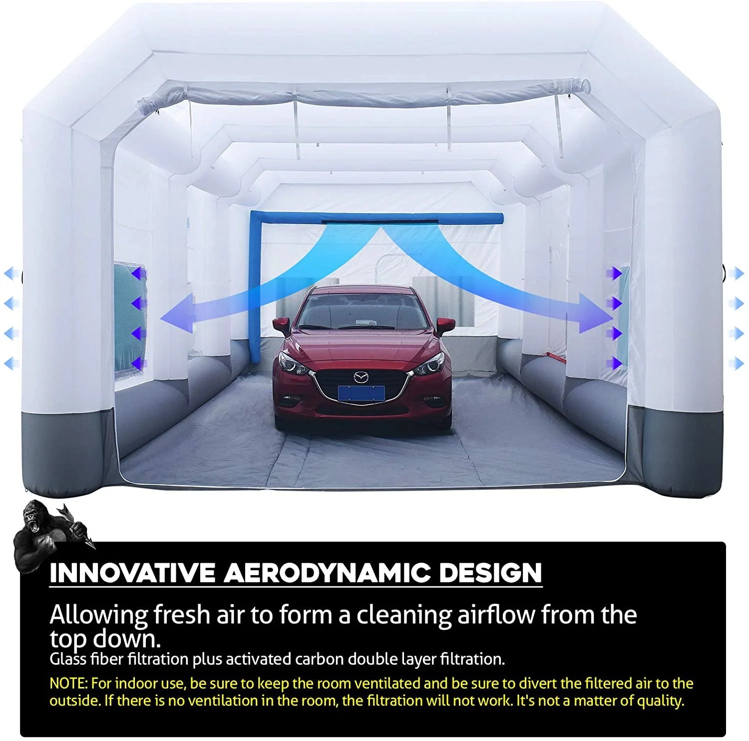 Inflatable Paint Booth 33X20X15Ft Portable Spray Booth Tent With 2 Big Blowers A97150
