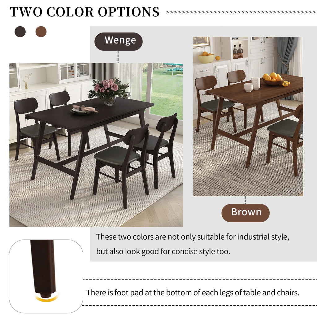 5-Piece Dining Table Set with 4 Faux Leather Dining Chairs S688086