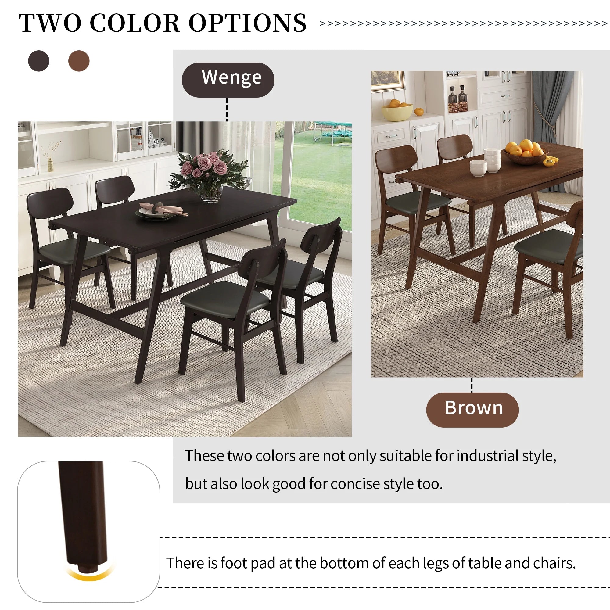5-Piece Dining Table Set with 4 Faux Leather Dining Chairs S688086