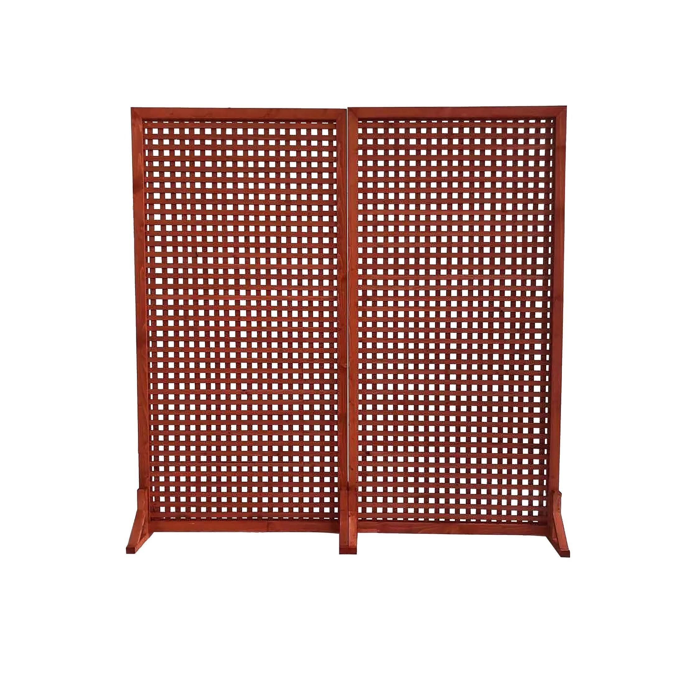 Red Solid Wood Privacy Screen Room Divider, Set of 2pc B7100