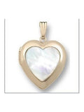 Solid 14K Yellow Gold Mother of Pearl Heart Locket I1947