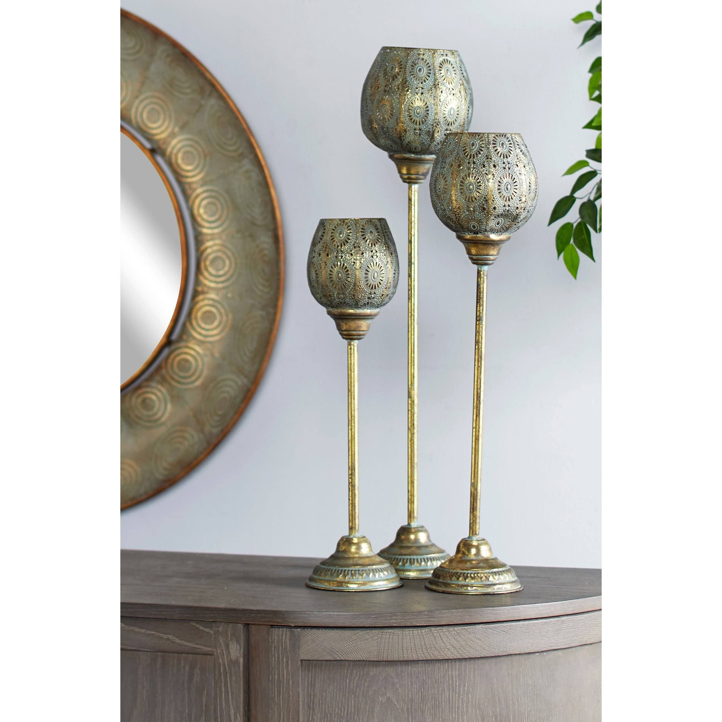 Tall Decorative Pierced Metal Candle Holders (Set of 3) W833419