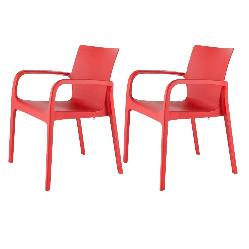 Red Stackable Dining Armchair, Set of 2 T595