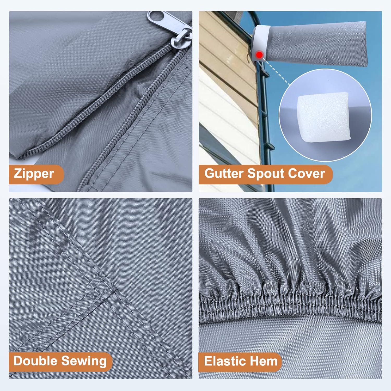 Rip-Stop 210D Class C RV Cover Windproof Waterproof Camper Cover with 2Pcs Extra Long Straps & Gutter Covers Z607
