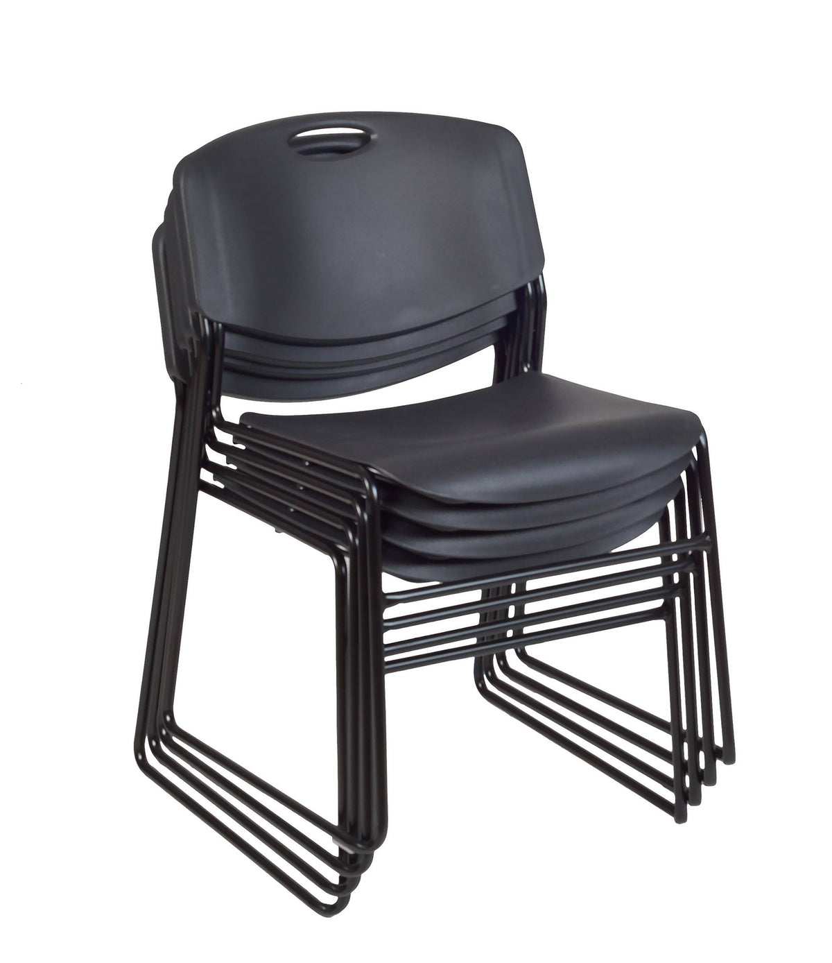 Cherry Training Table with 2 Black Stack Chairs Q3743