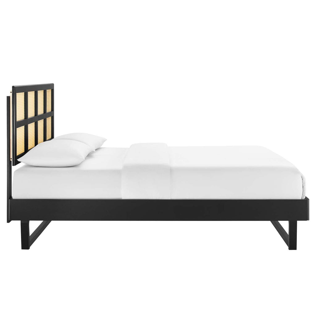 Black King Platform Bed with Angular Legs V629