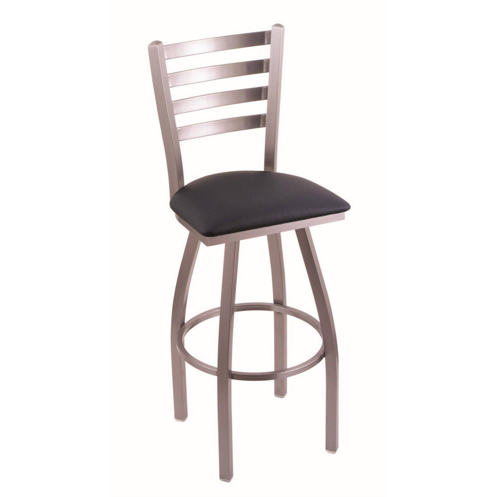 Counter Stool with Stainless Finish, Dark Blue Seat, 360 Swivel V71032