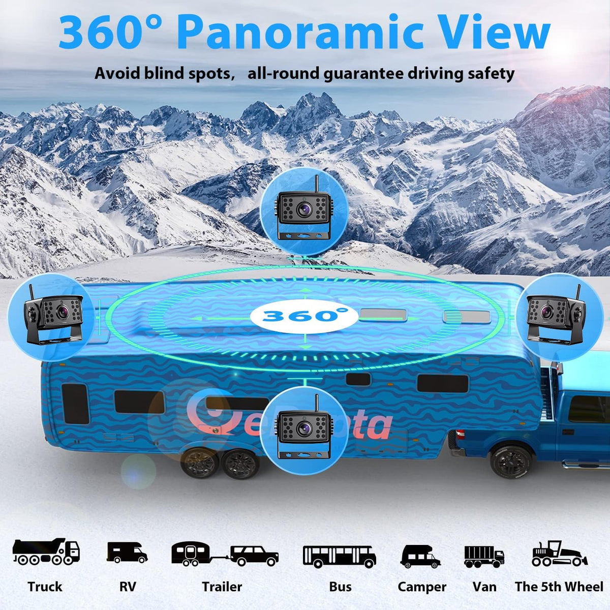 10-inch Wireless Backup Camera System with Recording, IP69 Waterproof Cameras L2765