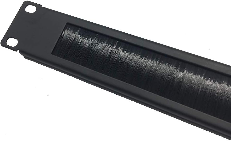 10 Pack 1U Horizontal Rack Mount Cable Management Panel with Cable Entry Brush Black C1010