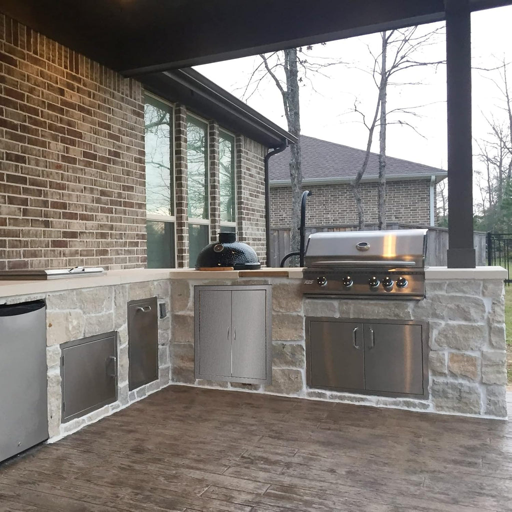 Outdoor Kitchen BBQ Access Door 24W x 31H Inch Stainless Steel Double Doors Y917202