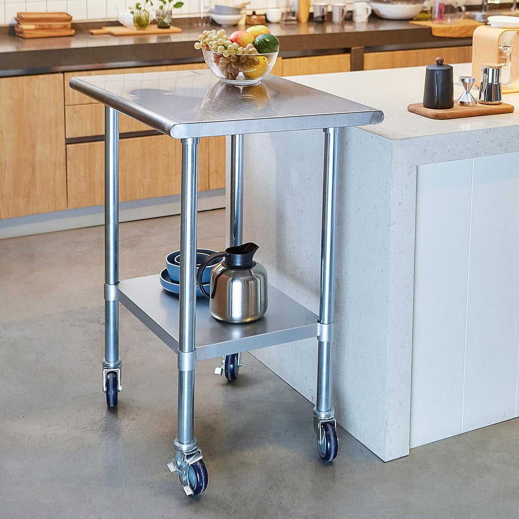 Stainless Steel Table 30x24 Inches with Caster and Adjustable Under Shelf T809789