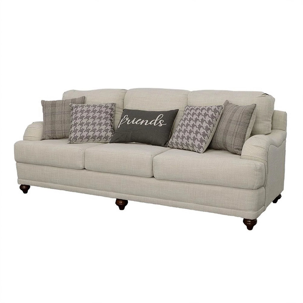 Light Gray Fabric Upholstered Cushion Back Sofa A4305