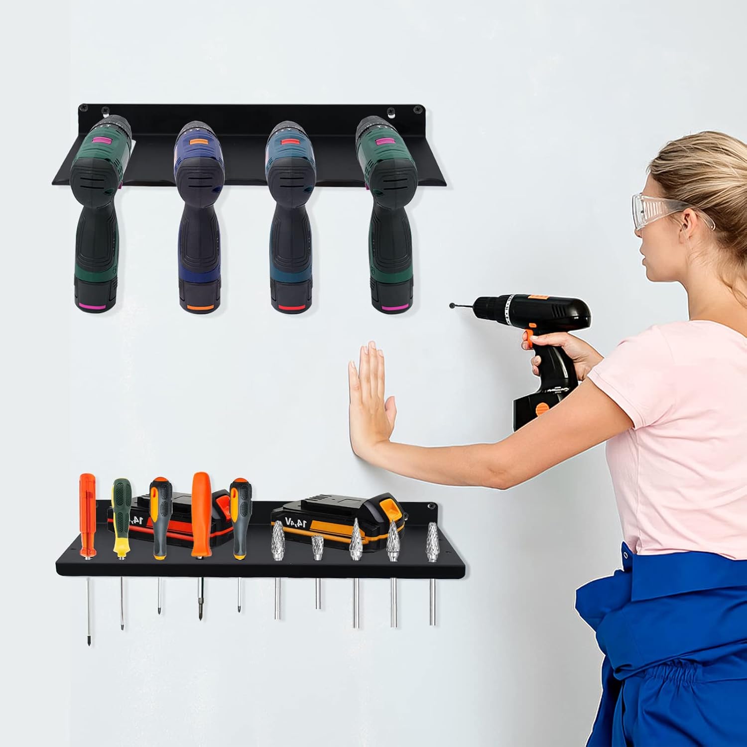 Wall Mounted Metal Drill Storage Rack, Pack of 2 O726988