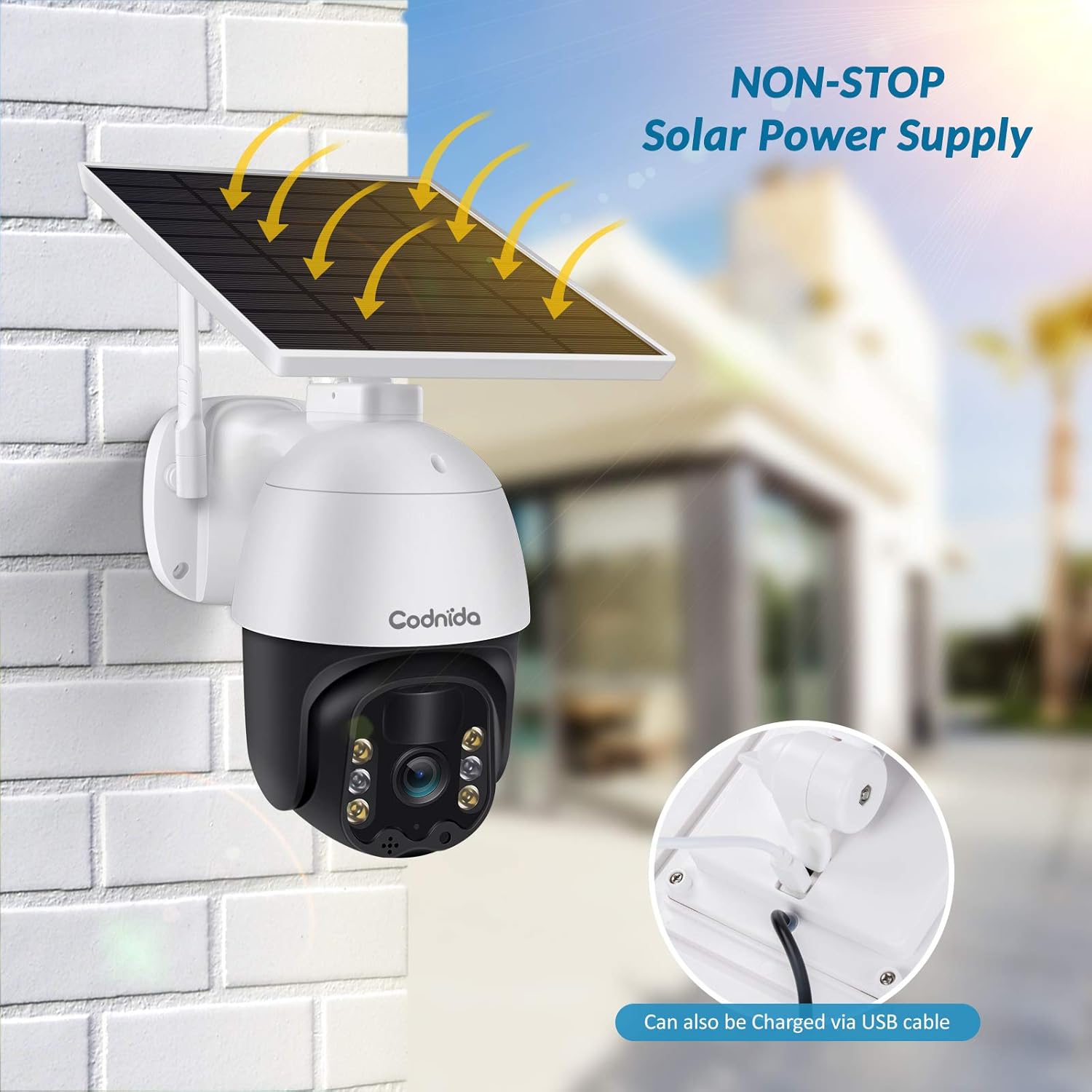 Wireless WiFi Solar Battery Powered Security Camera, 1080P HD, 360° View L970957