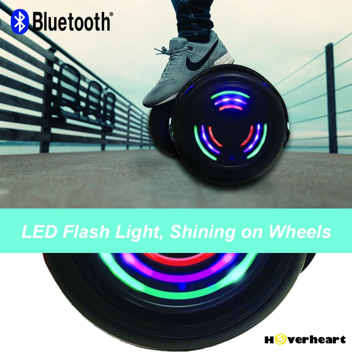 Chrome Turquoise LED Flash Wheel Hoverboard Y1028