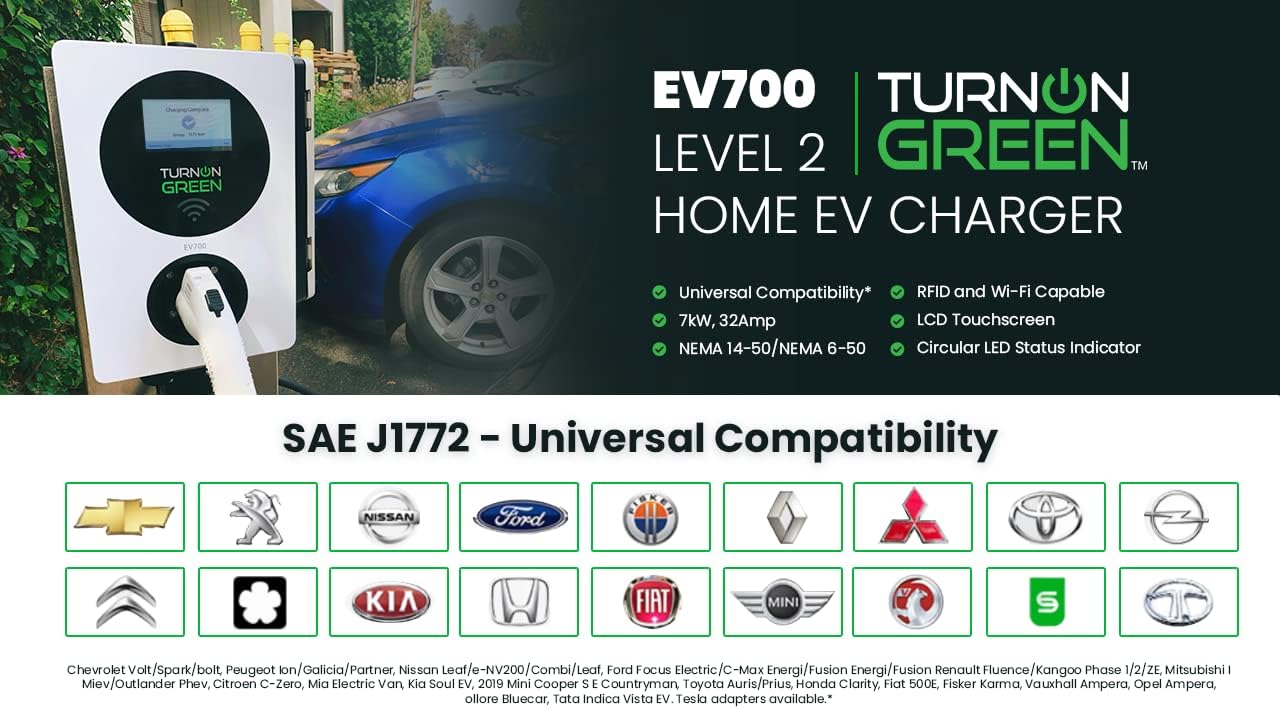 Level 2 Smart Electric Vehicle Charger with LCD Touchscreen F18092