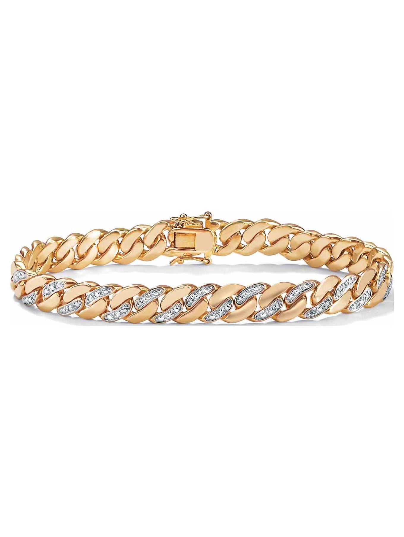 Yellow Gold-Plated Diamond Accent Curb-Link Bracelet 9.5" C24857