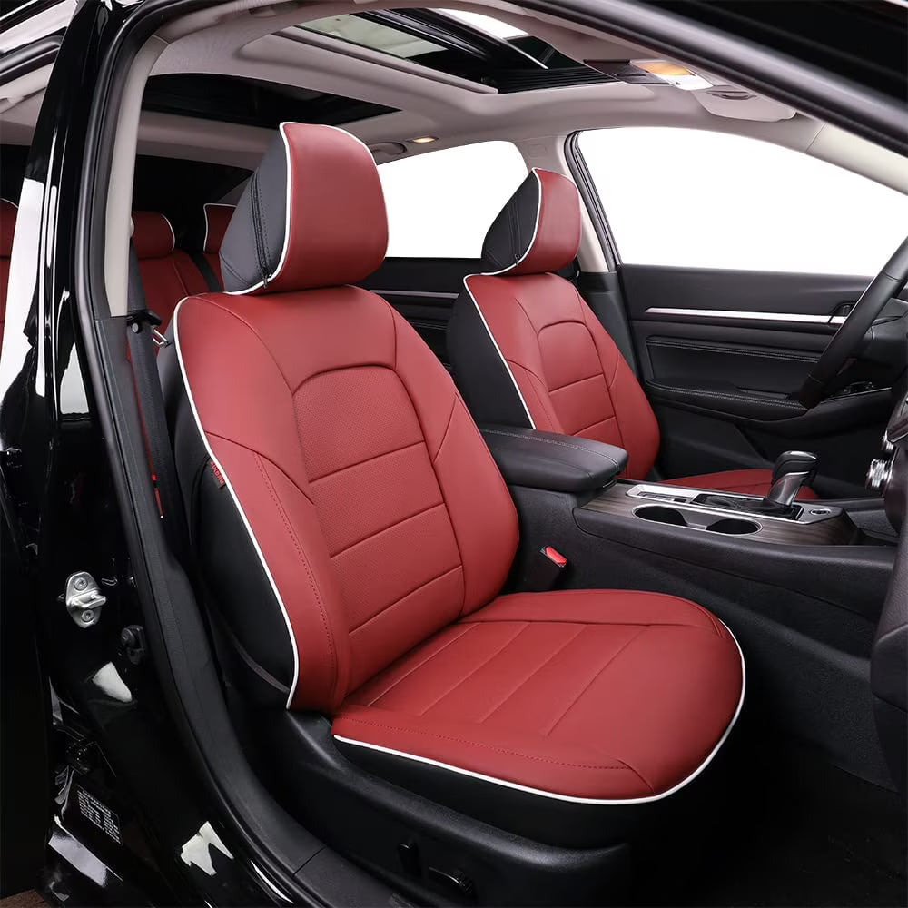 Burgundy Leatherette Full Set Car Seat Covers N96028