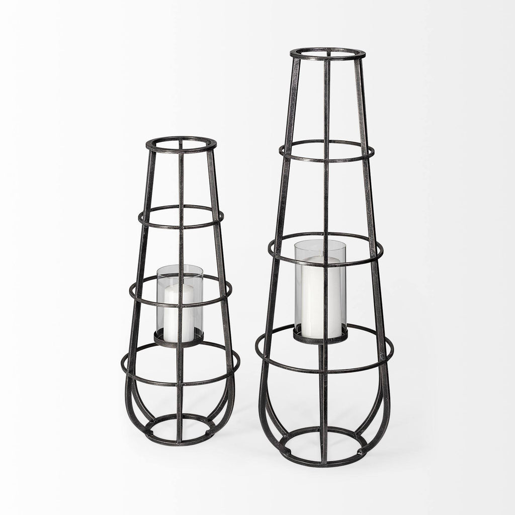 Black Metal Candle Holder Lantern C799