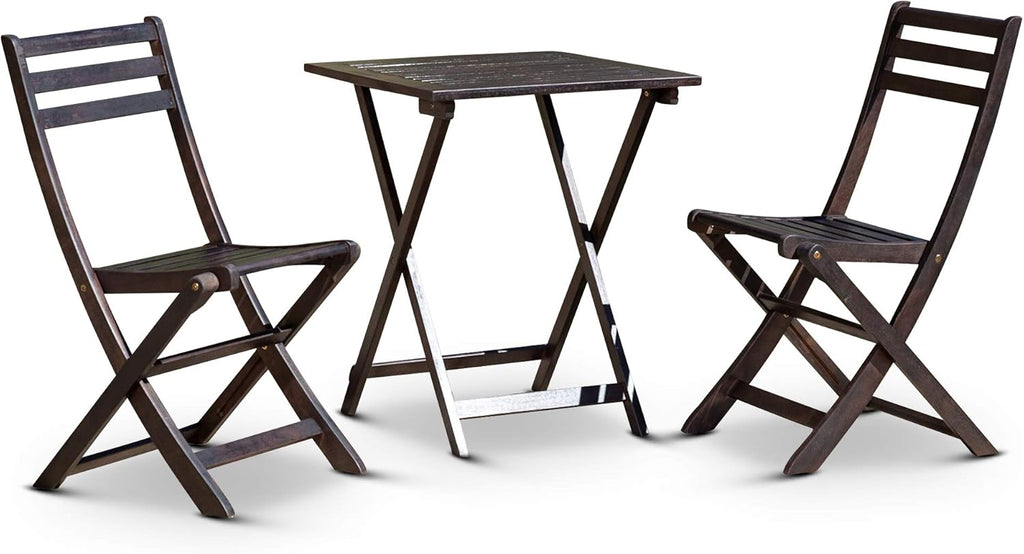 3-Piece Eucalyptus Café Bistro Set - Espresso, Square Table G137