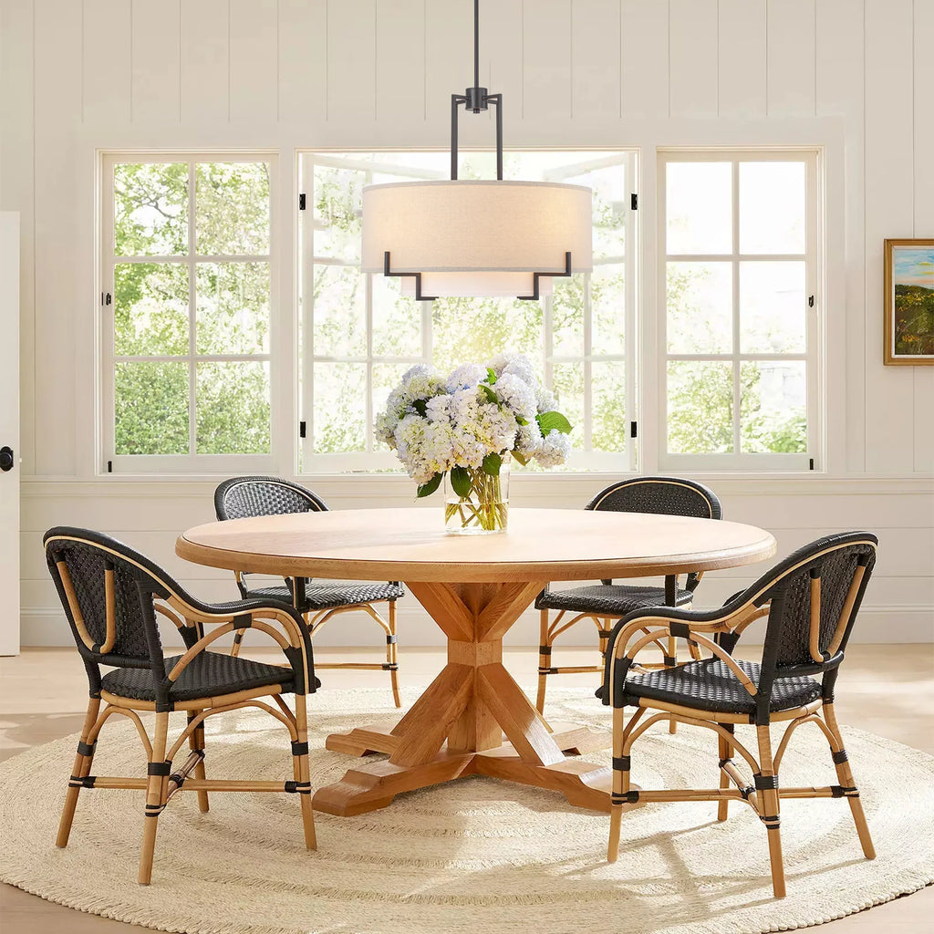 4-Light Dimmable Fabric Drum Shaded Chandelier M984380