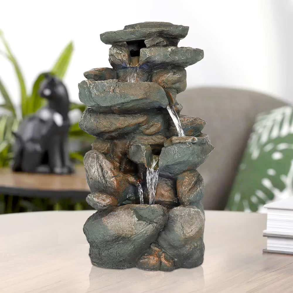 5-Tier Tabletop Water Fountain with LED Lights V348843