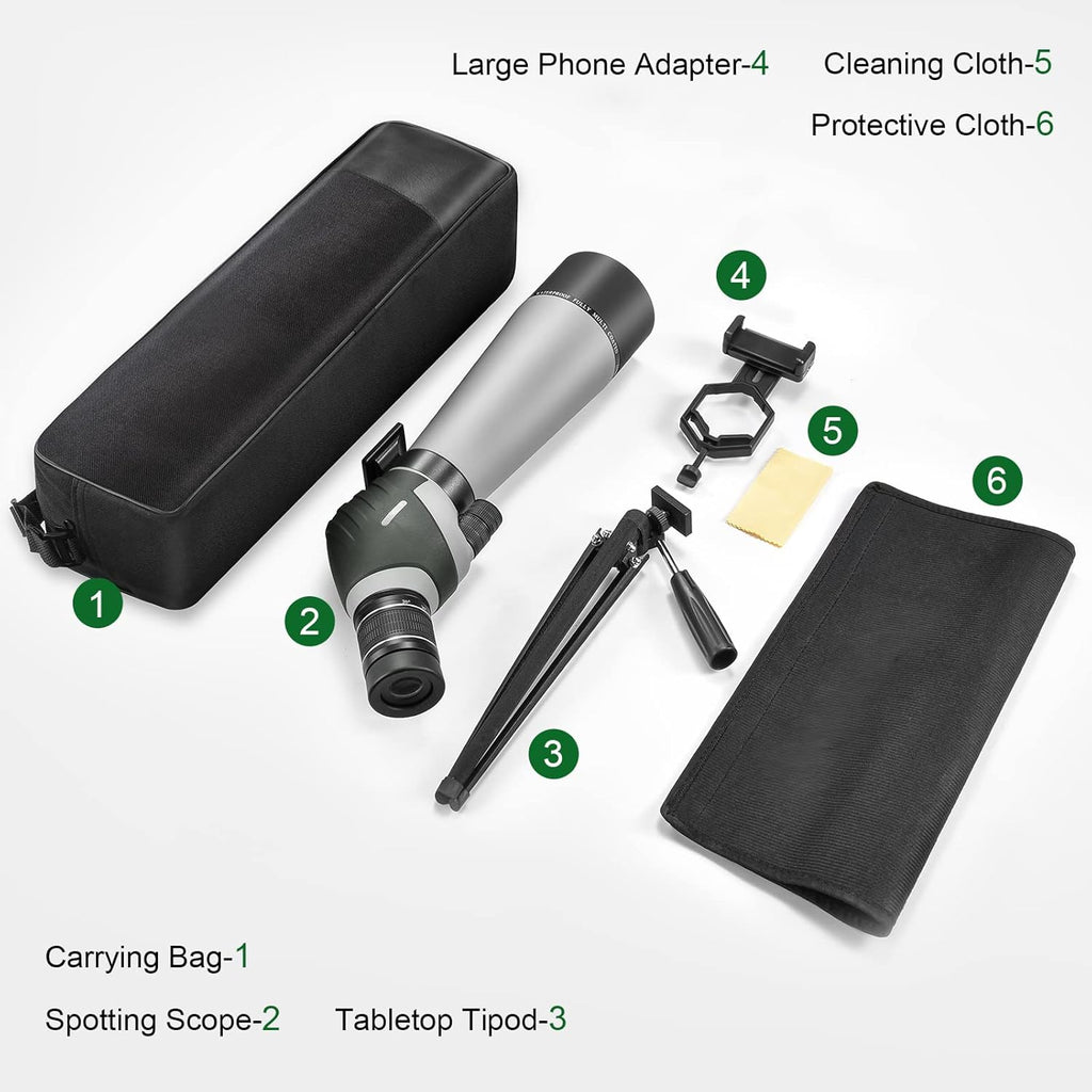 20-60X80 Spotting Scope with Tripod, Carry Bag, Dual Focusing and 24MM Big Eyepiece Q945