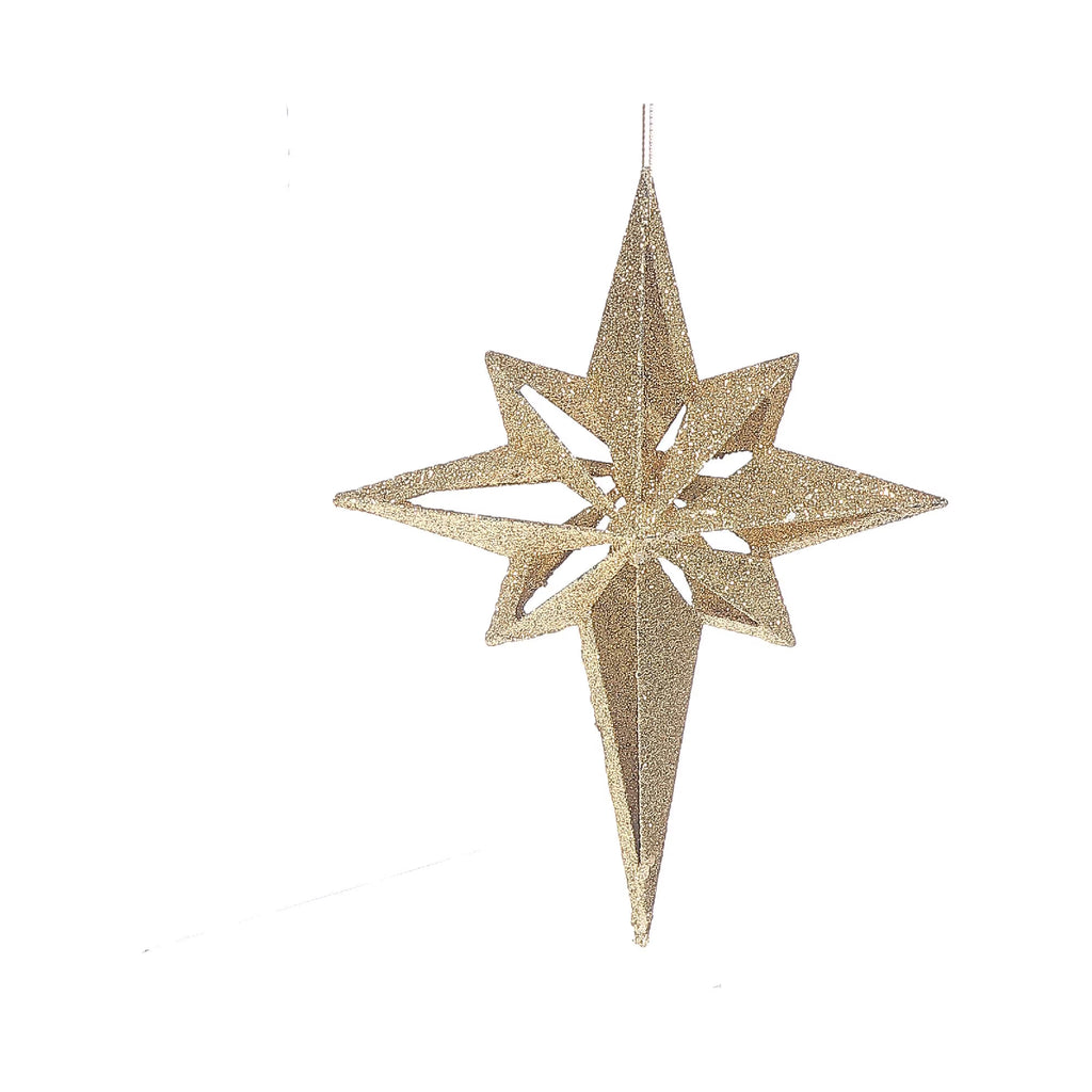 Gold Glitter Ornament Star - Set of 12 E72316