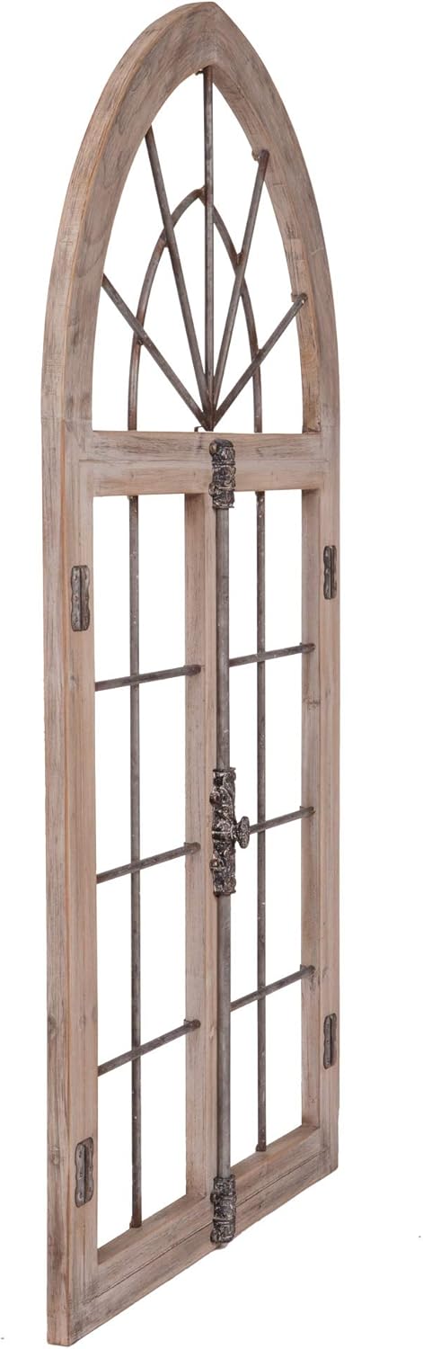 Distressed Gray Arched Cathedral Window Frame Wall Décor T9341