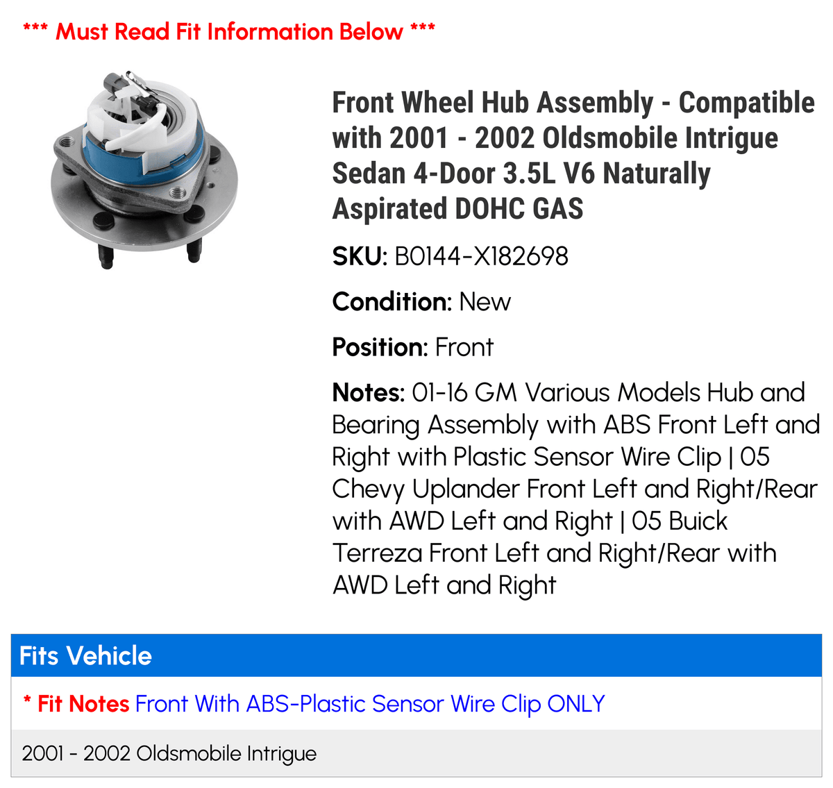 Front Wheel Hub Assembly U37244