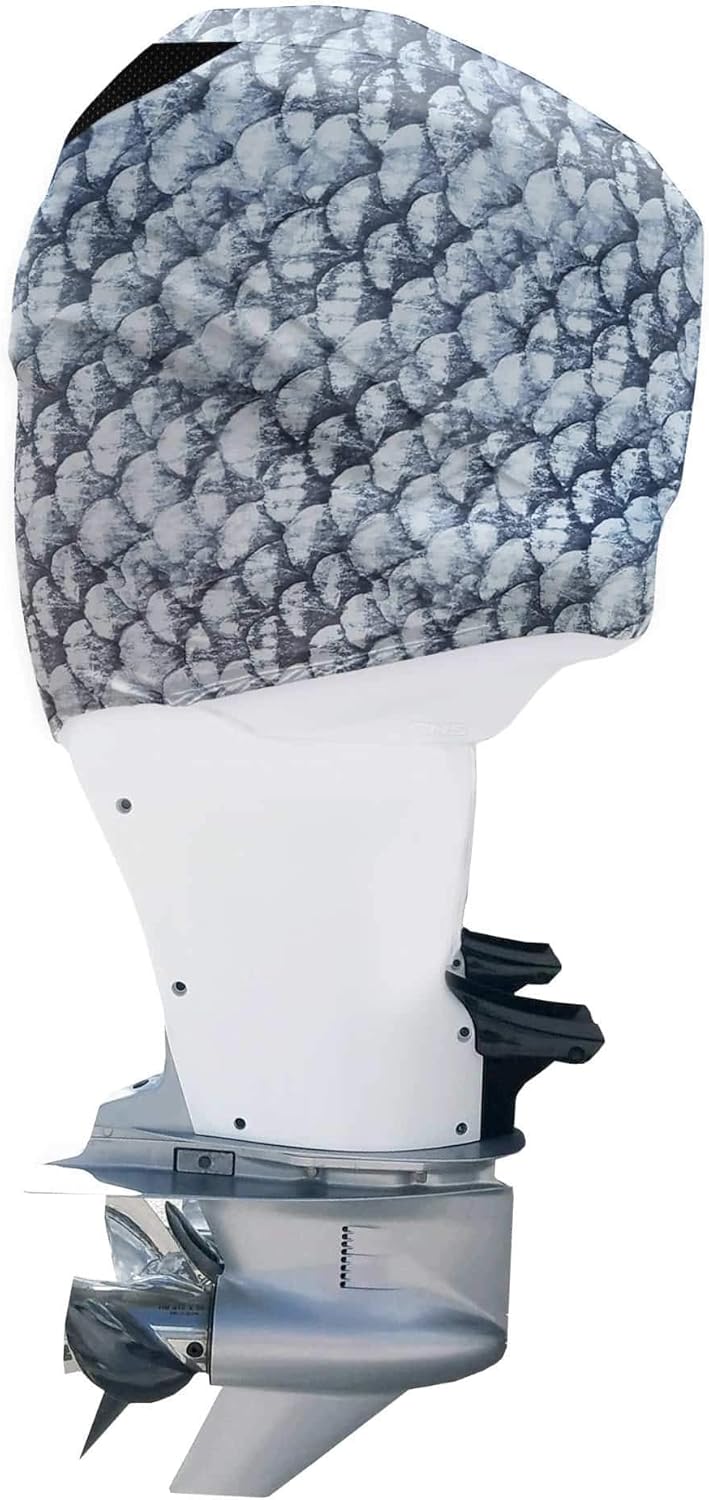 Grey Fish Scales Outboard Motor Cover F56186