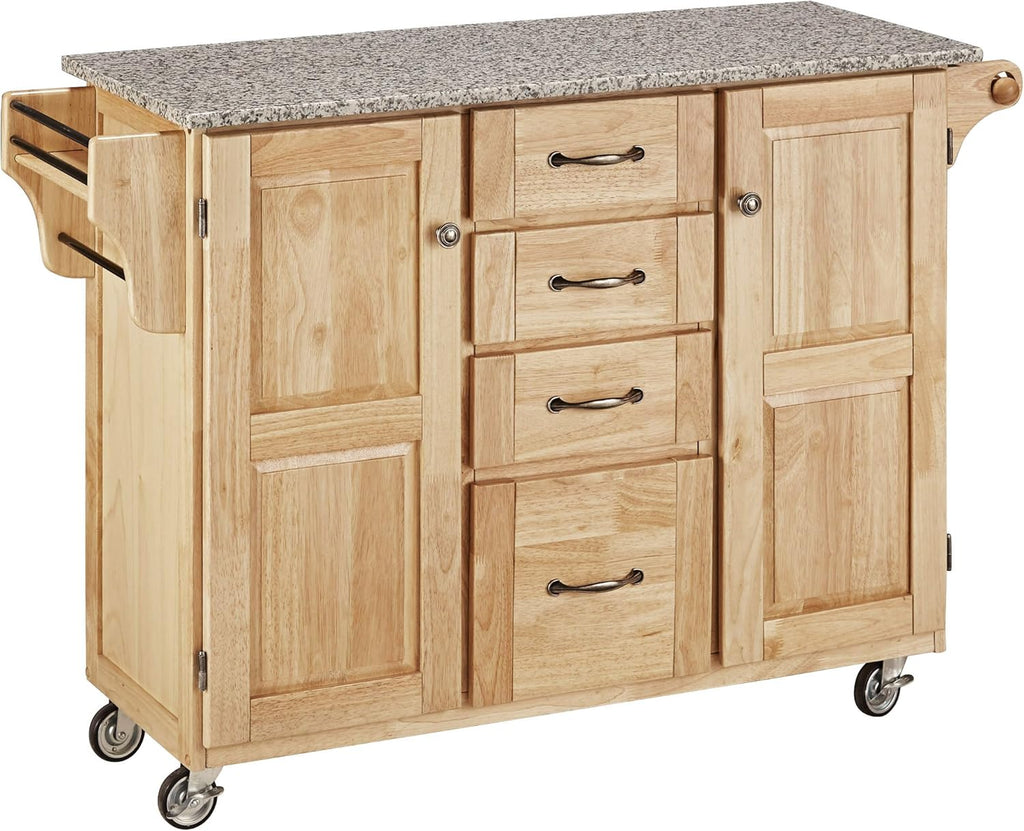 Natural 2 Door Kitchen Cart with Granite Top N141093
