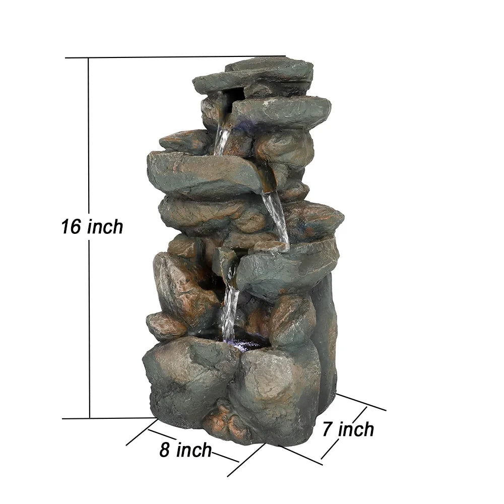 5-Tier Tabletop Water Fountain with LED Lights V348843