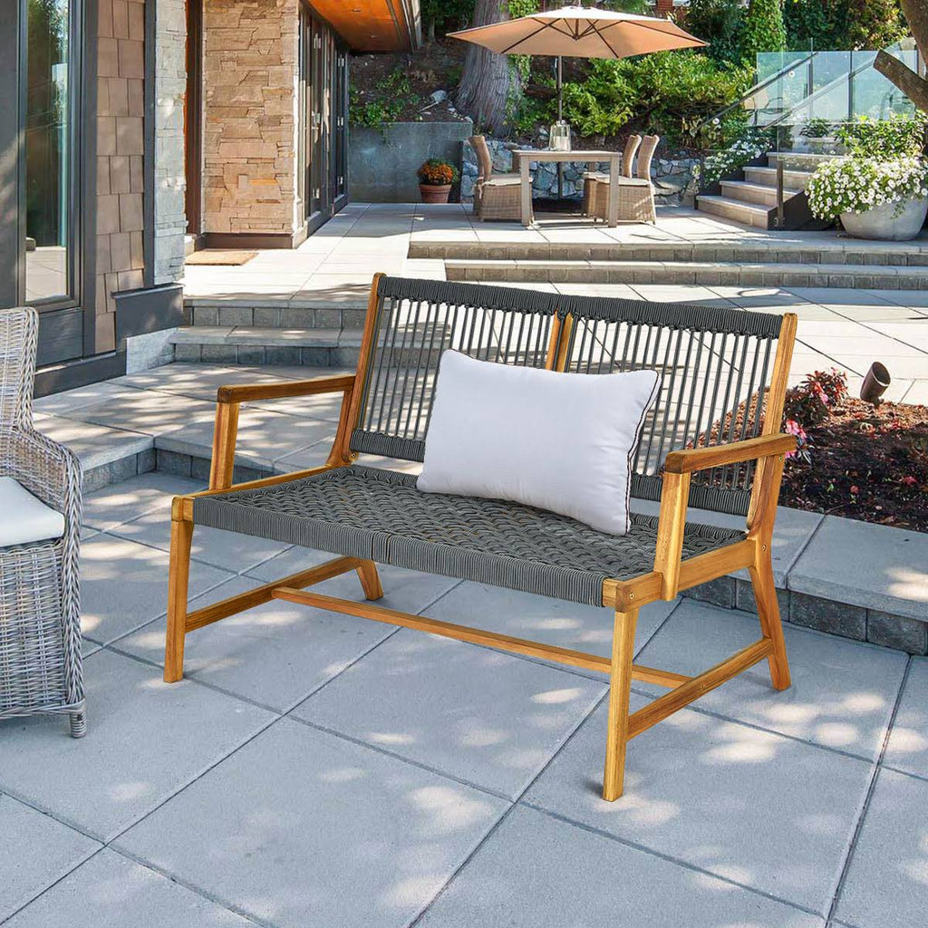 Grey Acacia Wood 2-Person Bench L875663
