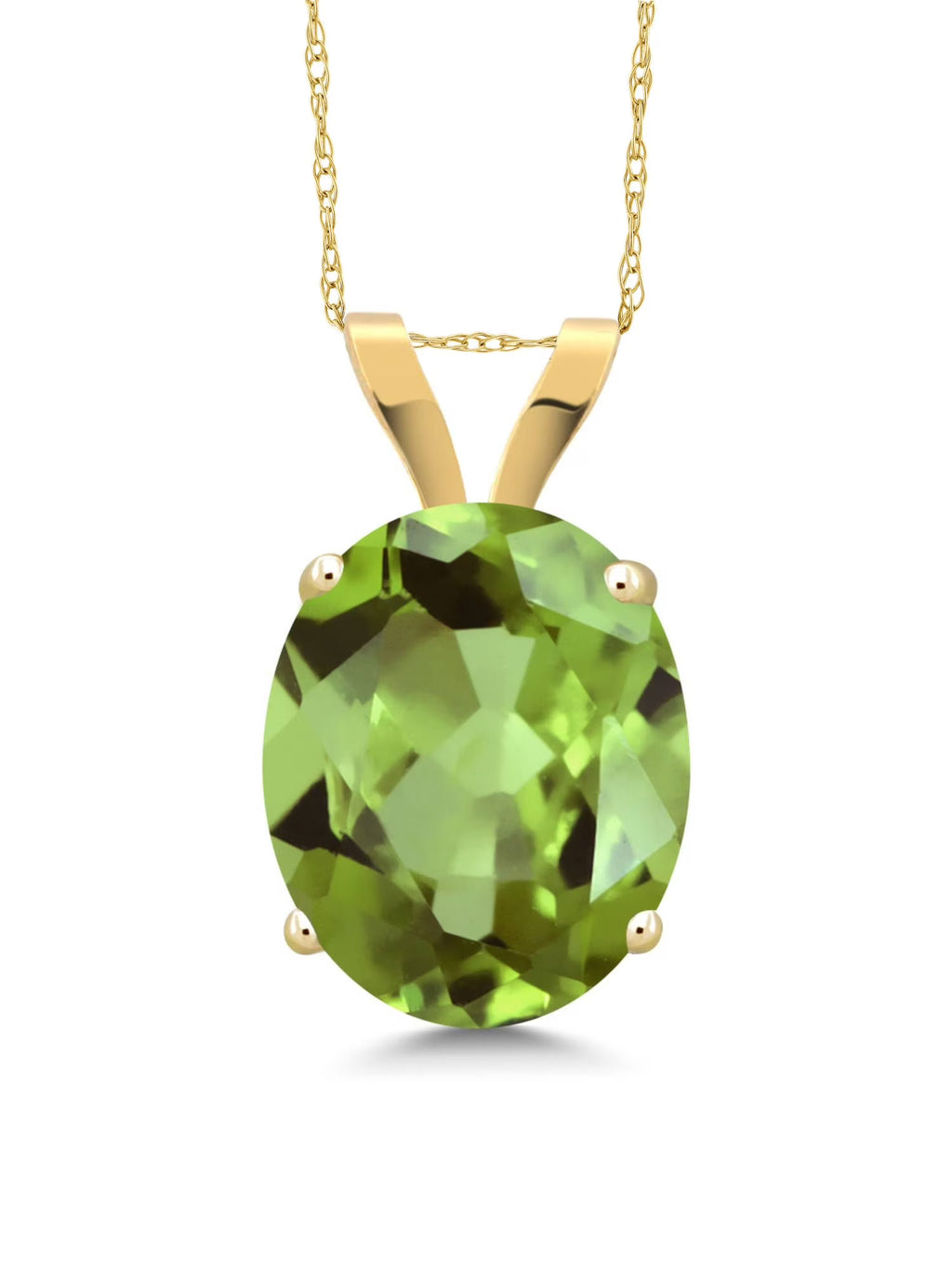 14K Yellow Gold Green Peridot Pendant Necklace with 18 inch Chain K49589