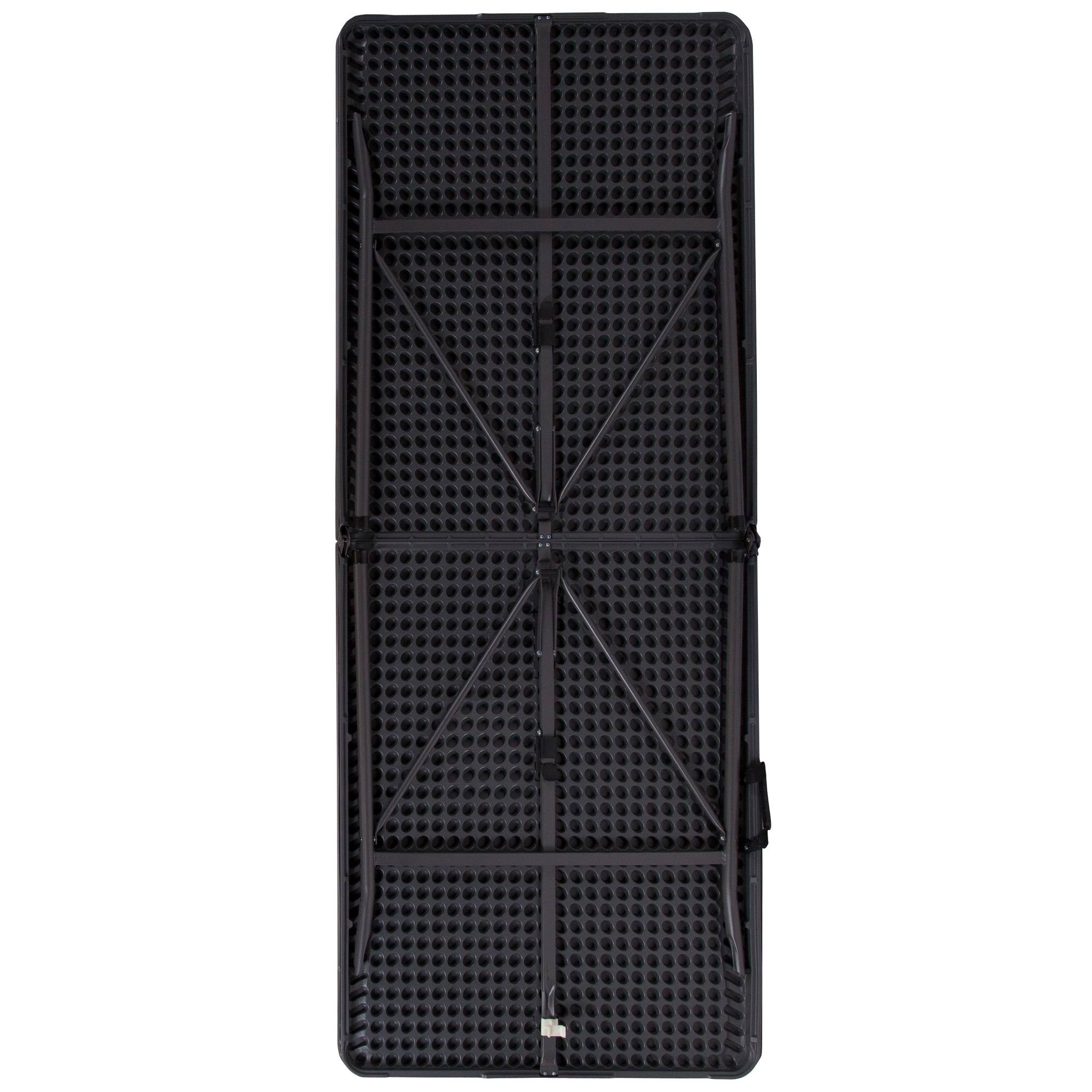 Dark Gray Plastic Folding Table with Carrying Handle Y46433
