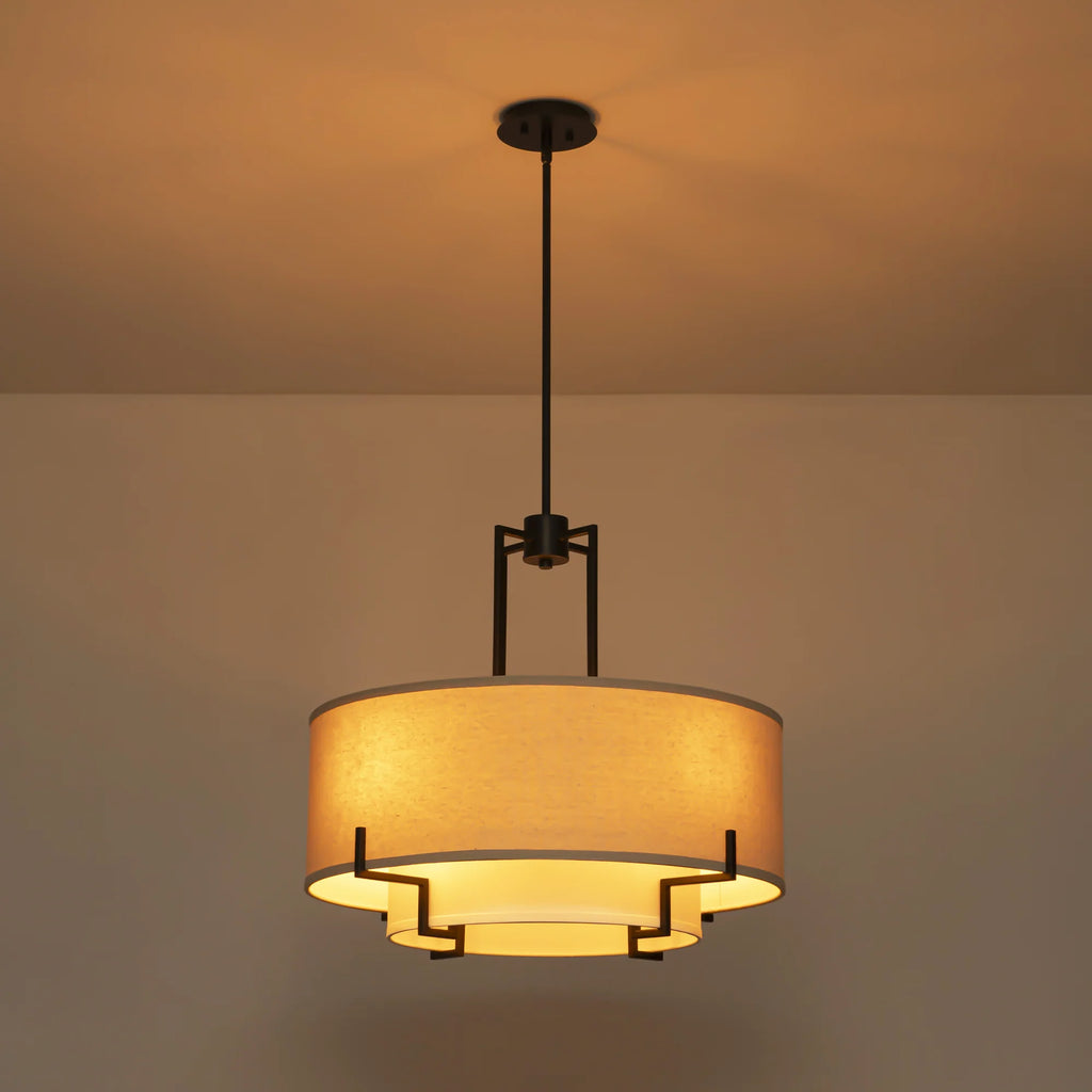 4-Light Dimmable Fabric Drum Shaded Chandelier M984380