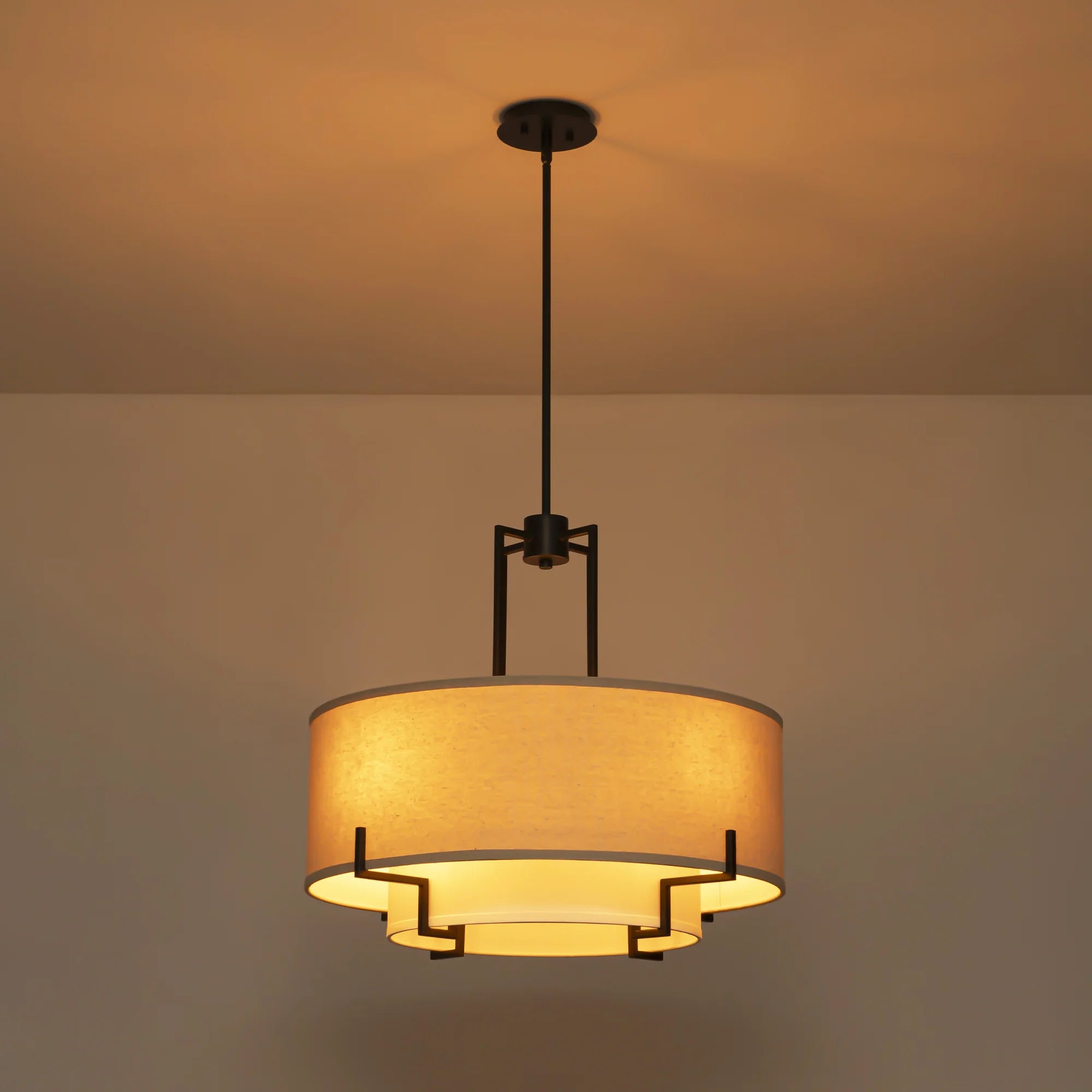 4-Light Dimmable Fabric Drum Shaded Chandelier M984380