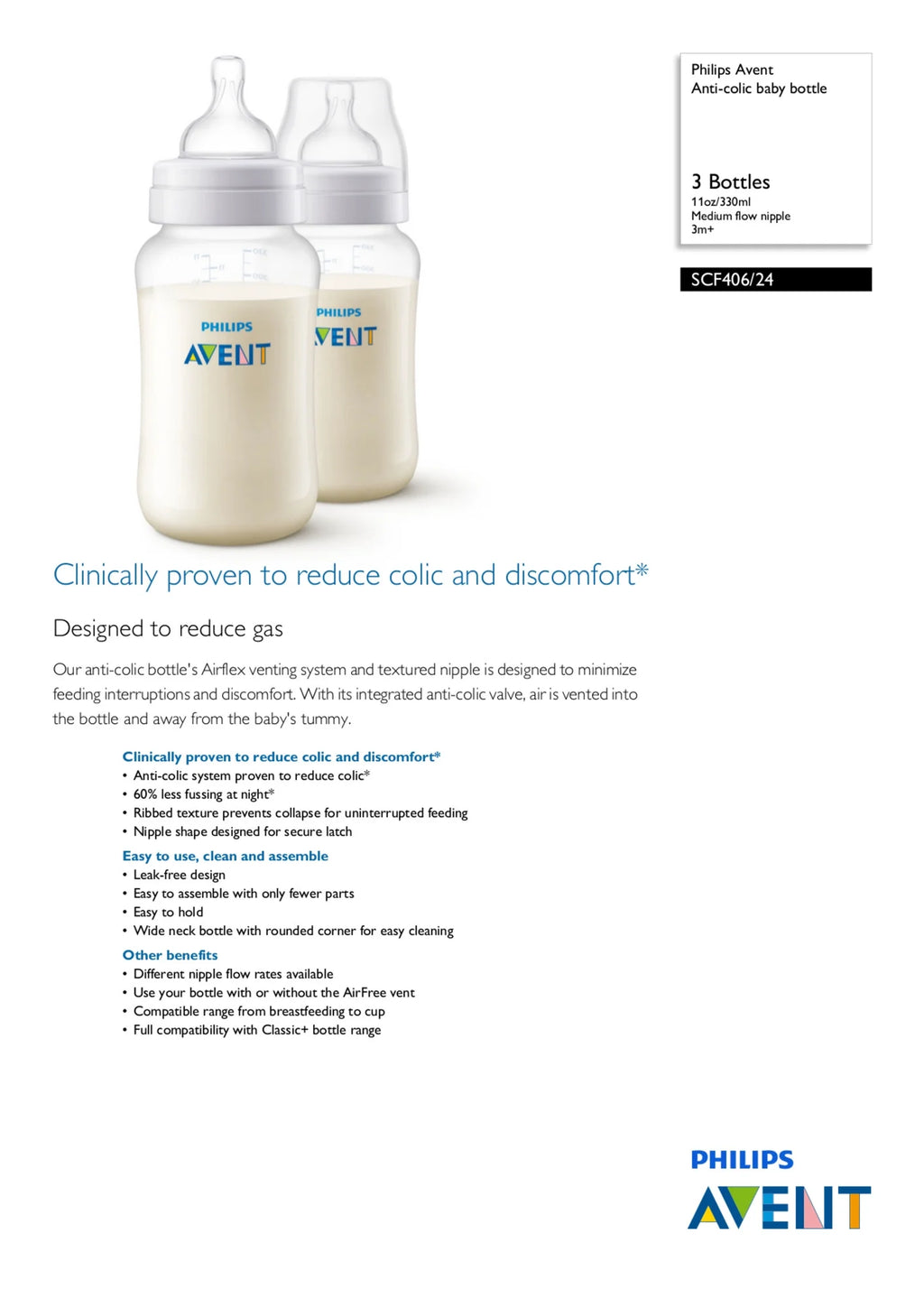 11oz 2pk Clear Anti-colic Baby Bottle N5285