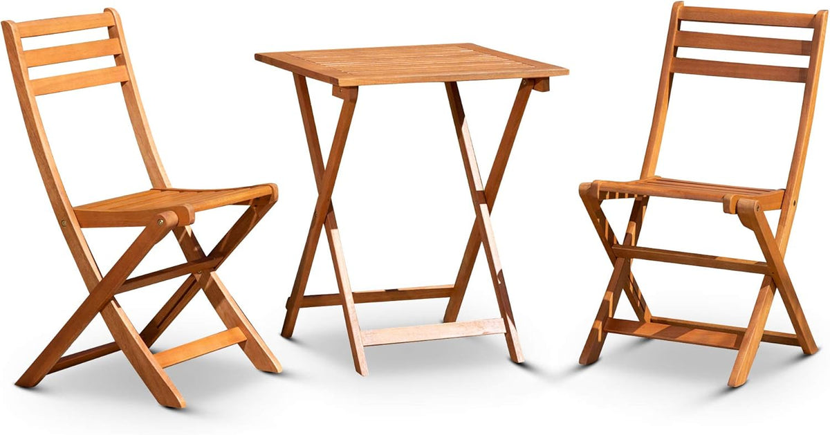 3-Piece Eucalyptus Café Bistro Set - Espresso, Square Table G137