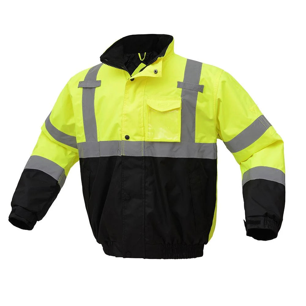 Hi-Visibility Class 3 Waterproof Quilt-Lined Bomber Jacket Lime/Black N9949