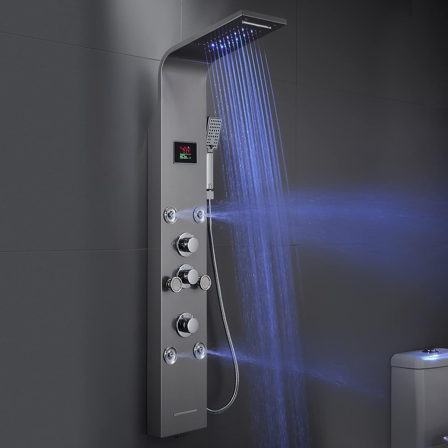 Brushed Stainless Steel Shower Tower System B364095